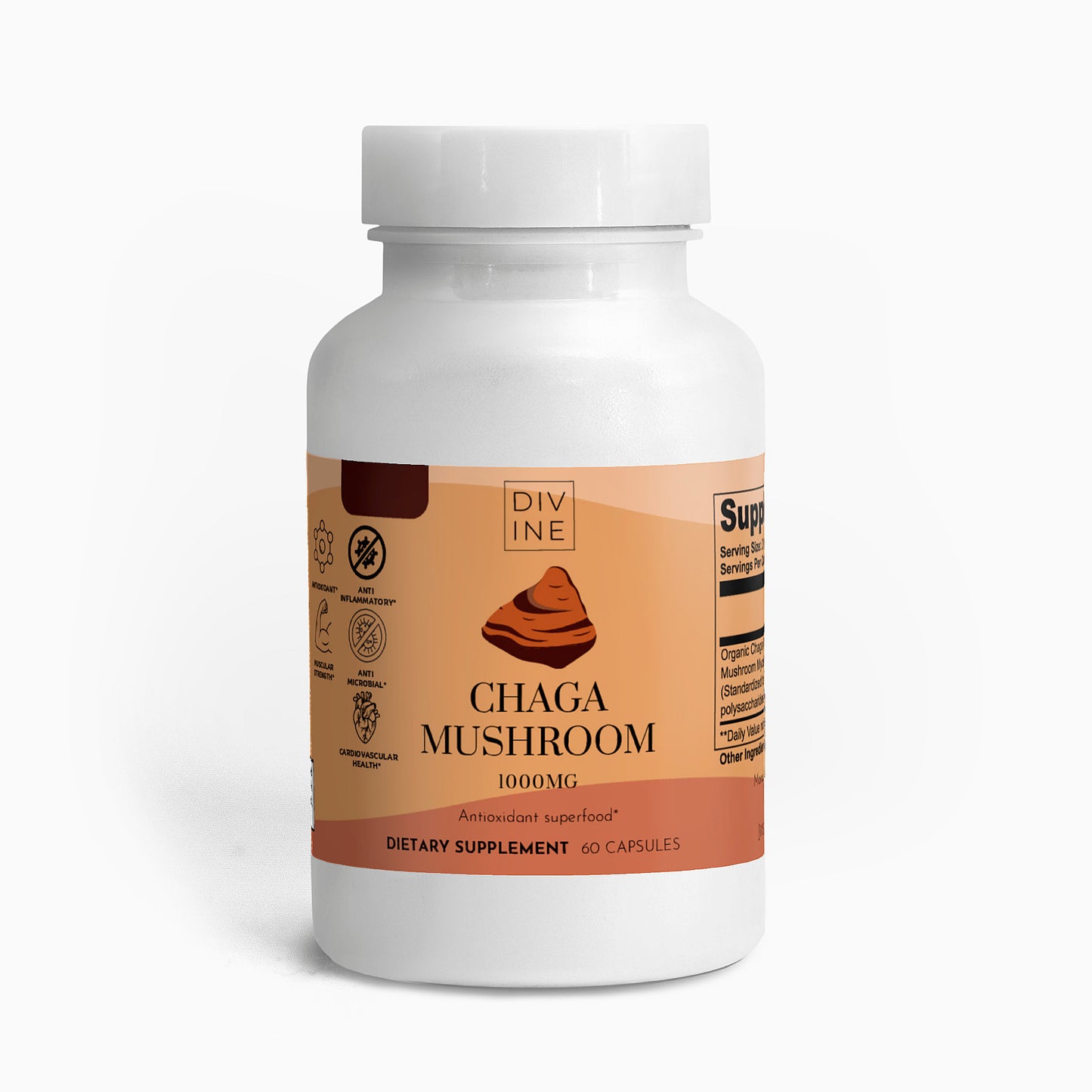Chaga Mushroom Supplement – 60 Vegan Capsules | Divine Mind