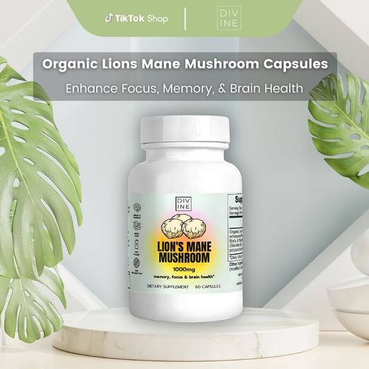 Lion’s Mane Mushroom Supplement – 60 Vegan Capsules | Divine Mind