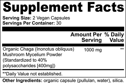 Chaga Mushroom Supplement – 60 Vegan Capsules | Divine Mind